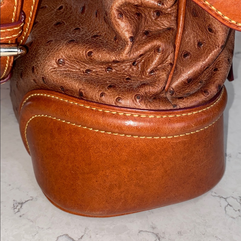 Dooney & Bourke Ostrich-Embossed Tan Shoulder Bag - Picture 12 of 14